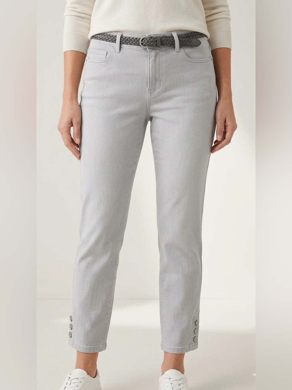 J. Jill Light Gray Ankle Stretch Pants EC Sz 8P